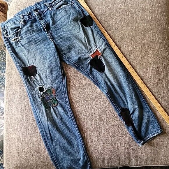 Polo Ralph Lauren Adult Womens 31 Jeans Astor Slim Boyfriend Distressed Patched - Picture 1 of 16